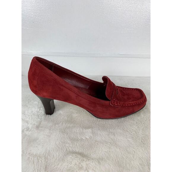 AK Anne Klein Iflex Womens Red Suede Loafers heels Size 9.5M - Picture 7 of 9
